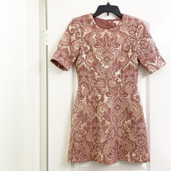 H&M rose/gold metallic textured mini dress - Picture 1 of 5